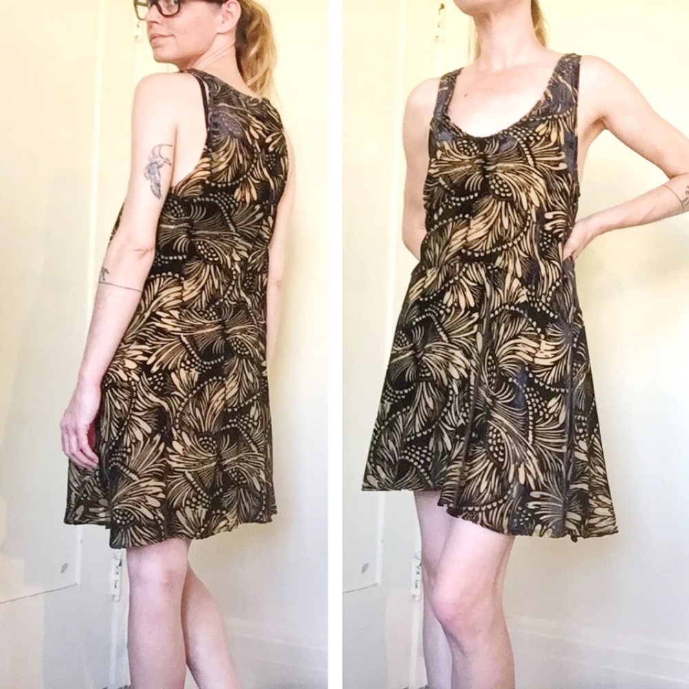 Free People Ellie velvet burnout mini dress yellow - Picture 1 of 6